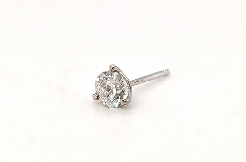  Art Deco Single Diamond Stud Earring Mined .36ct Old European 1920's-1930's 