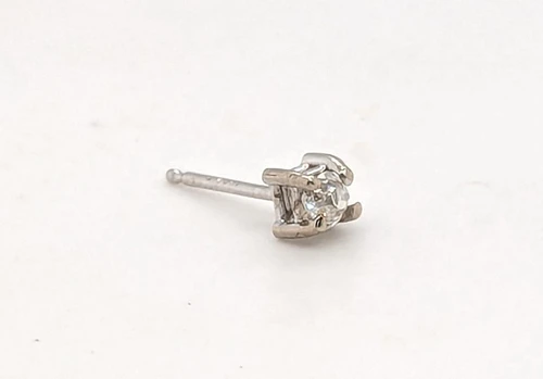 French Cut Art Deco Single Diamond Stud Earring Mined .15ct 1920's