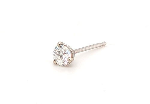 Old European Cut Single Diamond Stud Earring Mined D VVS .20ct Deco 1930's