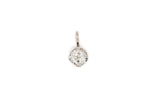 Diamond Solitaire Pendant Necklace .18ct Mined H SI Round Brilliant 14K White Gold
