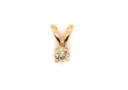 Victorian Fancy Yellow Brown Diamond Necklace Pendant Old Mine Cushion Cut .15ct 14K