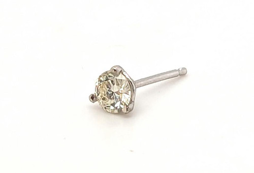  Art Deco Old European Single Diamond Stud Earring Mined I-J VVS .27ct 1920's 