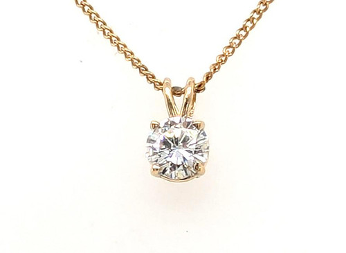  BRAND NEW Diamond Solitaire Pendant Necklace .58ct Mined D-E VS RBC 14K Yellow Gold 