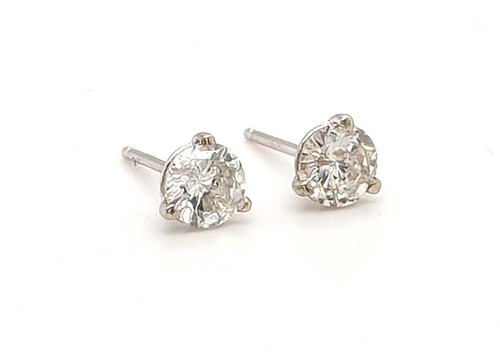  Brand New Diamond Stud Earrings Mined .75ct F SI Martini 14K White Gold Pushback 