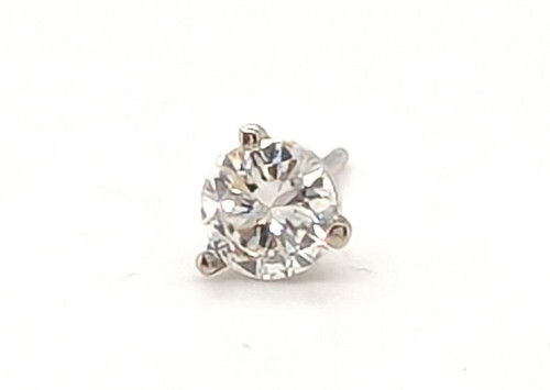 Diamond Single Stud Earring Mined .50ct E-F SI1 14K White Gold 3 Prong