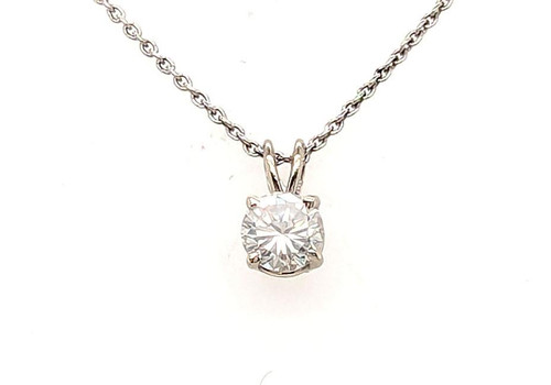 Diamond Solitaire Pendant Necklace .44ct Mined G SI2 EGL Certified 14K White Gold