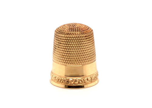 Victorian Yellow Gold Thimble Original Antique 1890's Simmons Size 12 Mint Condition