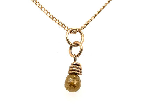 Lapaix Natural Vivid Yellow Briolette Diamond Pendant Necklace .63ct Mined 14K
