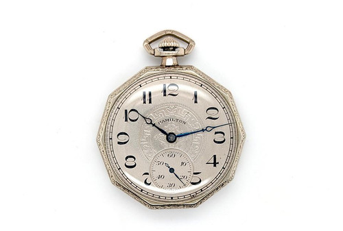  Art Deco Hamilton Watch Co. Open Face Pocket Watch Gold Filled Original 1926 