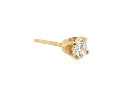  Single Diamond Stud Earring .20ct Natural Round Brilliant F SI 14K Yellow Gold 