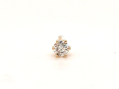  Natural Diamond Single Stud Earring .16ct F VS Round Brilliant 14K Yellow Gold 