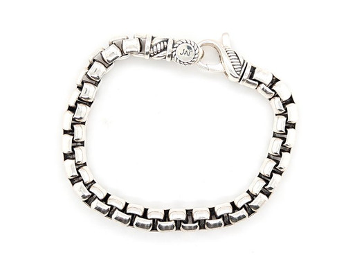  John Hardy 925 Rolo Woven Box Chain Bracelet 7.75 Inch 7mm Sterling Silver 