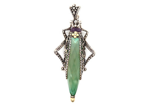  Barbara Bixby Grasshopper Pendant Amethyst Lemon Quartz Sterling Silver 925 