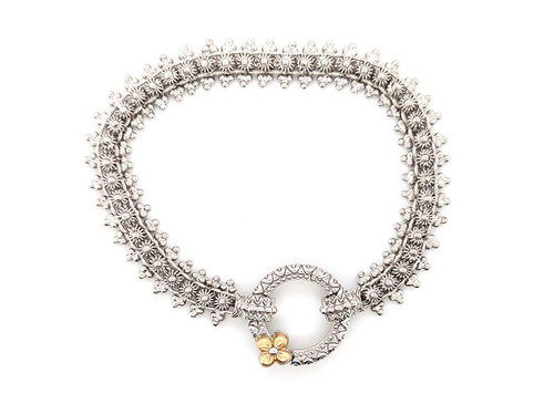  Barbara Bixby Lotus Flower Chain Bracelet 18K 925 Sterling Silver 7 Inchesq 