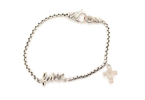  John Hardy JAI Cross Faith Bracelet Sterling Silver 7 Inch Box Chain Charm 