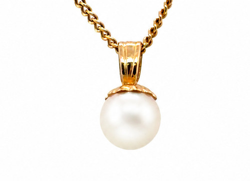 Pearl Pendant 5.5mm Gem Quality 14K Yellow Gold