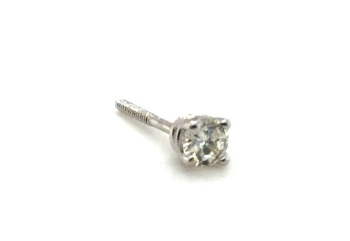 Natural Diamond Single Stud Earring .12ct G SI1 Round Brilliant 14K Screwback