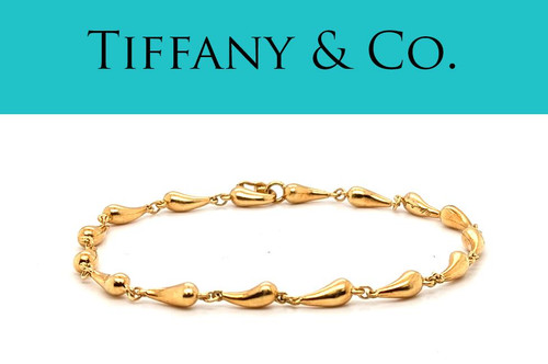 Tiffany & Co Elsa Peretti Teardrop Link Bracelet 18K Yellow Gold Vintage