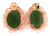 Vintage Jade Cabochon Stud Earrings 14K Yellow Gold Retro Mid Century Antique