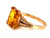 Retro Citrine Ring 3ct Emerald Cut New Old Stock Original 1940's Antique Gold