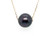Tahitian Black Pearl Pendant Necklace Natural Dark Hue 10.5mm 18K Yellow Gold