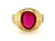  NOS Retro Ruby Mens Cocktail Ring Yellow Gold Antique Original 1940-1950 