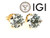  Diamond Stud Earrings 3 Carat F VS2 Round Ideal IGI Certified Martini 3ct 14K Yellow Gold 