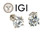  Diamond Stud Earrings 3 Carat F VS2 Round Ideal IGI Certified 4 Prong 3ct 14K White Gold 