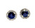  Brand New Sapphire Diamond Stud Halo Earrings 1.50ct 14K White Gold 