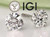  Diamond Stud Earrings 4 Carat Round IGI Certified Lab Grown E VS2 Ideal 4ct Martini 14K White Gold Screwback 