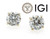  Diamond Stud Earrings 2.12 Carat IGI Certified Lab Grown D VVS2 Ideal 2ct 4 Prong 14K Yellow Gold 
