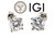 Diamond Stud Earrings Lab Grown 3 Carat G VS1 IGI Ideal Cut 3ct 4 Prong Screwback 14K White Gold