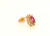 Ruby Diamond Halo Single Stud Earring .60ct 14K Yellow Gold Pear Cut