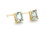  Aquamarine Rectangular Cut Stud Earrings 1ct March Birthstone 14K Yellow Gold 