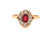 Victorian Ruby Diamond Halo Engagement Ring .90ct Antique 14K Original 1860's-1880's 