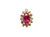 Ruby Diamond Halo Single Stud Earring 1/2ct 14K Yellow Gold Oval Cut