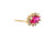  Ruby Diamond Halo Single Stud Earring 1/2ct 14K Yellow Gold Oval Cut 