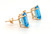  Gem Quality Blue Topaz Emerald Cut Stud Earrings 7ct 14K Yellow Gold Birthstone 