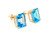  Gem Quality Blue Topaz Emerald Cut Stud Earrings 7ct 14K Yellow Gold Birthstone 