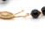  Strand of Onyx Gemstone 34 Inch Necklace 6.1mm 14K Yellow Gold 