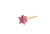Pink Sapphire Star Single  Stud Earring Gemstone 10K Yellow Gold
