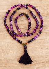 108 beads agate purple banded  mala