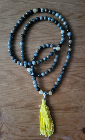 Silver Leaf Jasper Mala