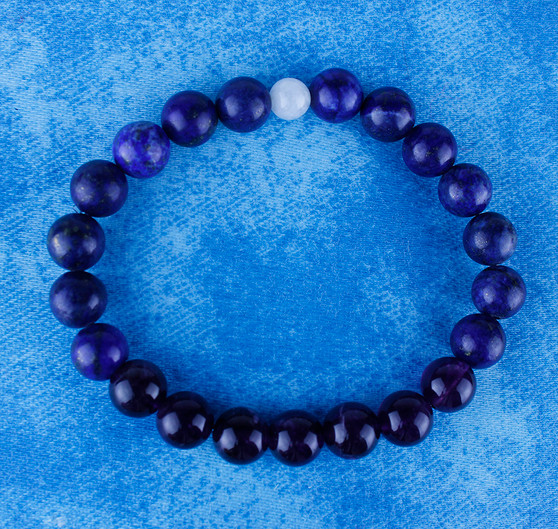 Lapis Lazuli and Amethyst meditation bracelet