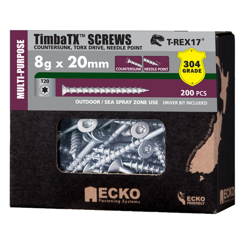 TimbaTX Screw SS304 8Gx20 (200)