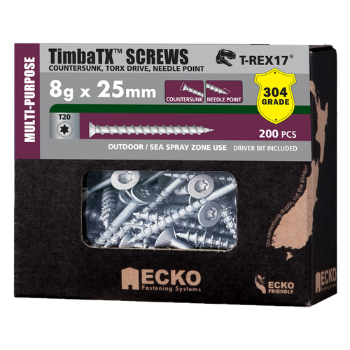 TimbaTX Screw SS304 8Gx25 (200)