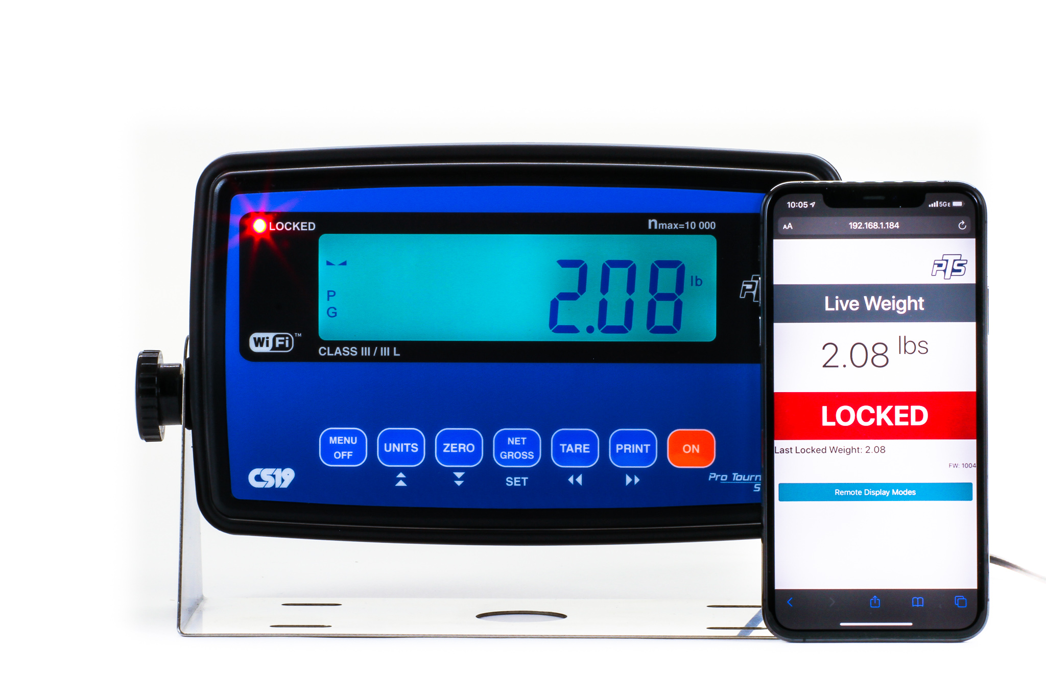 Model CS19 tournament fishing scale weighing in lbs and ounces mode