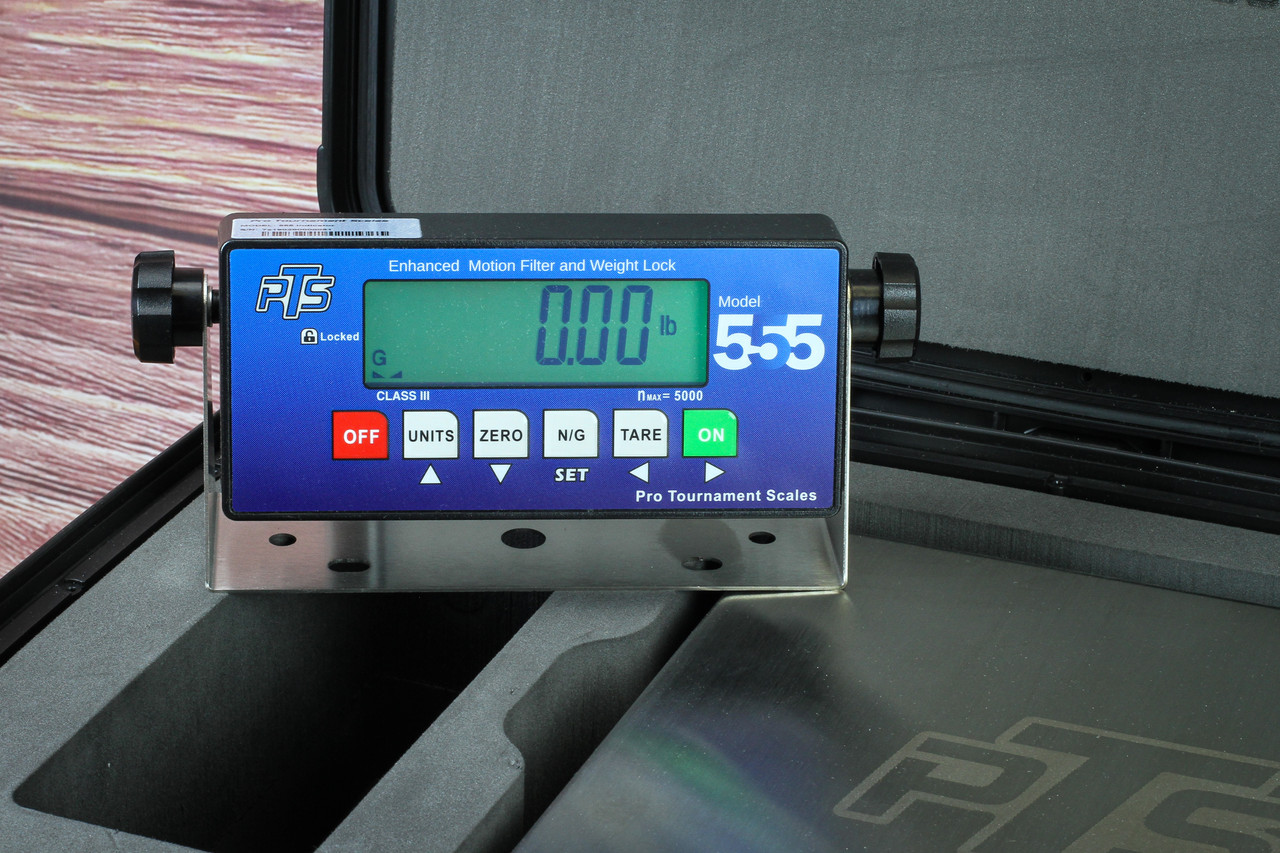 Large backlit LCD display of the 555 scale showing clear, easy-to-read digits