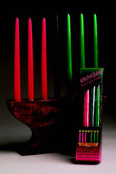 10" Kwanzaa Candles Taper  (3 Red, 1 Black, 3 Green Tapers) Gift Box (17 Sets Per Case)  With Self-Fitted End