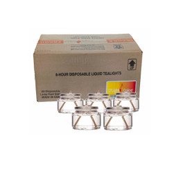  D'Light Online HD8-90 Disposable 8 Hour Liquid Fuel Cell Tealight Candle Lamp - Restaurant & Hotel Candles Set of 90
